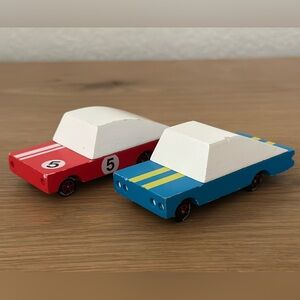 Candylab Wooden Toy Race Car Set - Red and Blue